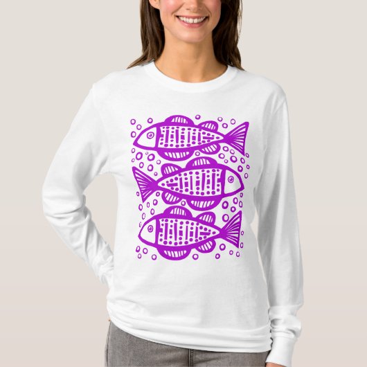 Drei Fische - Lila T-Shirt (Vorderseite)