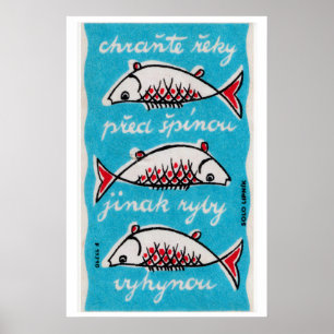 Drei Fische - Matchbox-Druck - Tschechische Wandku Poster