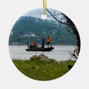 Drei Fischer am Tisch Keramik Ornament