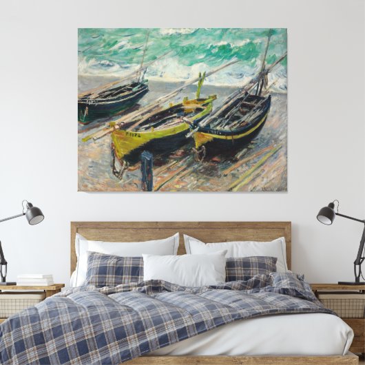 Drei Fischerboote von Claude Monet Leinwanddruck (Insitu (Schlafzimmer))