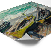 Drei Fischerboote von Claude Monet Poster (Ecke)