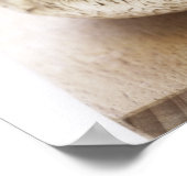 drei Flachpilze in Haufen auf Holzbrett, Poster (Ecke)