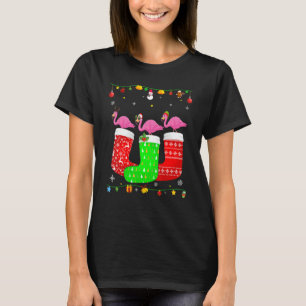 Drei Flamingos in Weihnachts-Socken passende Xmas  T-Shirt
