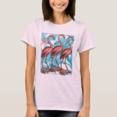 Drei Flamingos mit Blumen T-Shirt (Vorderseite)