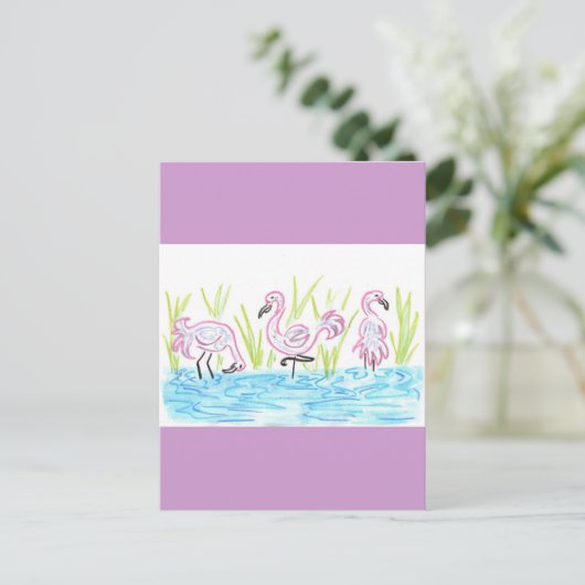 Drei Flamingos Postkarte (Stehend Vorderseite)