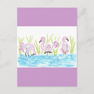 Drei Flamingos Postkarte