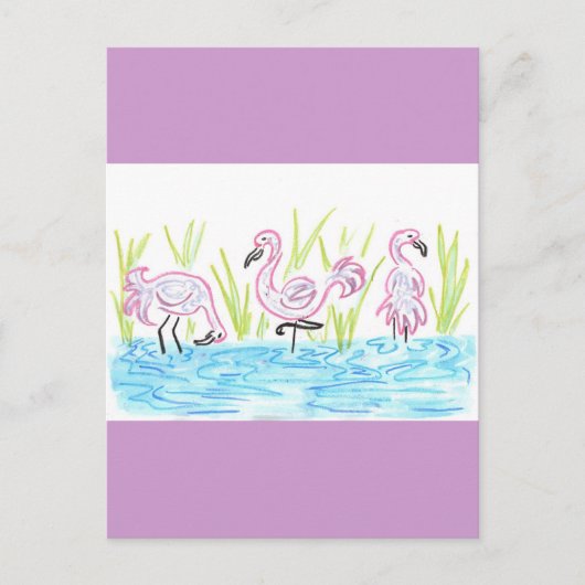 Drei Flamingos Postkarte (Vorderseite)