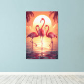DREI FLAMINGOS Surreal Leinwanddruck (Insitu (Holzboden))