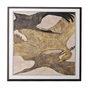 Drei flatternde Vögel - Viktorianische Kunst der N Fliese