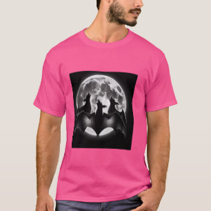Drei Fledermäuse Howling auf dem Mond Shirt Funny 