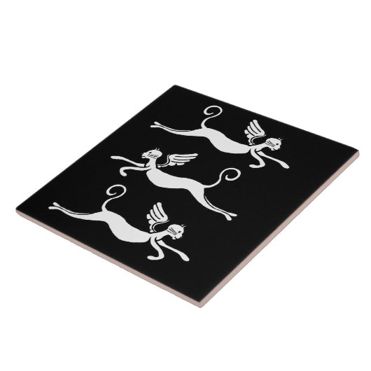 drei fliegende Katzen Fliese (Seite)