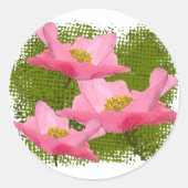 Drei Floating Pink Poppy Nah-up Runder Aufkleber (Vorderseite)