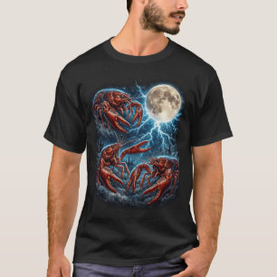 Drei Flusskrebs Mond Blitz Retro Krustentier T-Shirt