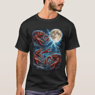 Drei Flusskrebs Mond Blitz Retro Krustentier T-Shirt