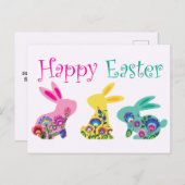 Drei Folklore-OsterBunnies Postkarte (Vorne/Hinten)