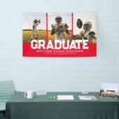 Drei Foto-Absolvent kühn sportlich roten Abschluss Banner (Messeveranstaltung)