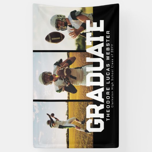 Drei Foto-Absolvent kühn sportlich schwarzen Absch Banner (Vertikal)