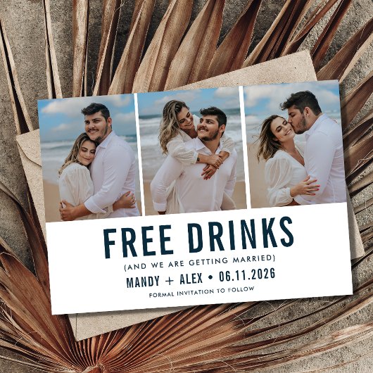 Drei Foto Beach Hochzeit Funny Save the Date