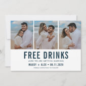 Drei Foto Beach Hochzeit Funny Save the Date (Vorderseite)