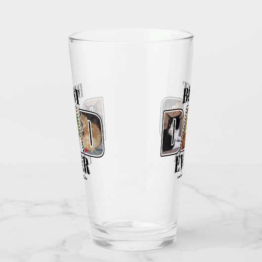Drei Foto Bester Vater je Individuelle Name Glas (Links)