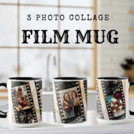 Drei Foto Collage Black and Gold Film Tasse