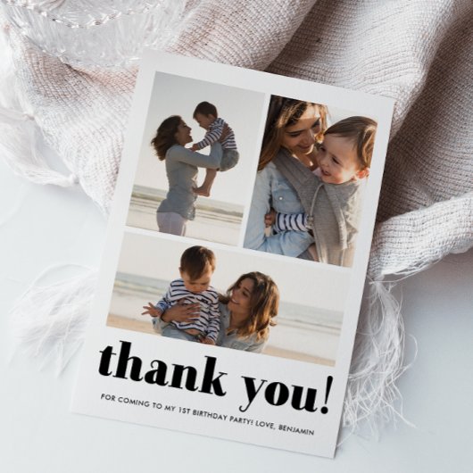 Drei Foto Collage Blue Geburtstagsparty Danke