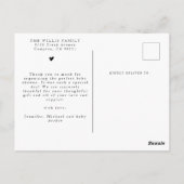 Drei Foto Collage Elegantes Script Baby Shower Postkarte (Rückseite)