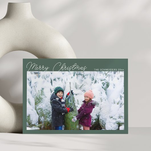 Drei-Foto-Collage Grün Schrift Frohe Weihnachten