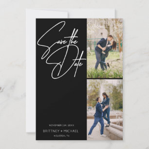 Drei-Foto-Collage schwarz handgeschrieben Save The Date