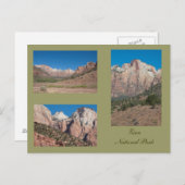 Drei Foto des Zion-Nationalparks Postkarte (Vorne/Hinten)