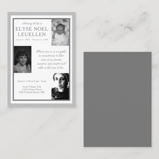 drei Foto-Gedenkkarten Visitenkarte (Vorne/Hinten)