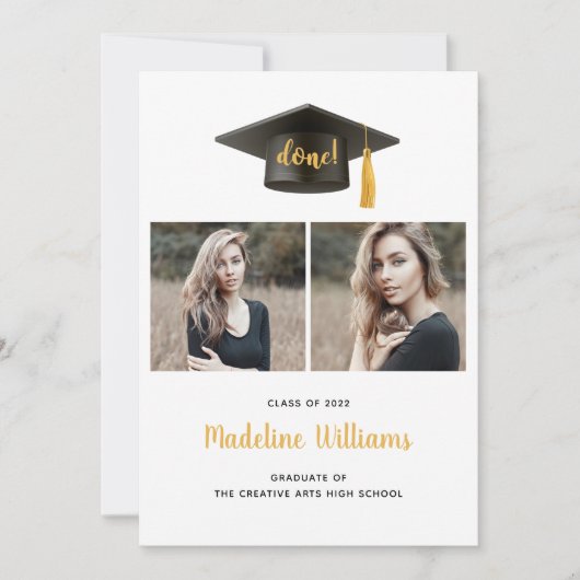 Drei Foto Grad Cap Abschluss Ankündigungskarte Ankündigung (Vorderseite)