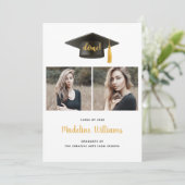 Drei Foto Grad Cap Abschluss Ankündigungskarte Ankündigung (Stehend Vorderseite)