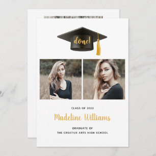 Drei Foto Grad Cap Abschluss Ankündigungskarte Ankündigung