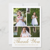 Drei Foto Grünpflanzen Erste Kommune Dankeskarte (Vorderseite)