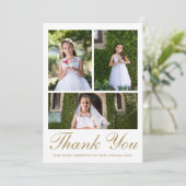 Drei Foto Grünpflanzen Erste Kommune Dankeskarte (Stehend Vorderseite)