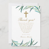 Drei Foto Grünpflanzen Erste Kommune Dankeskarte (Rückseite)