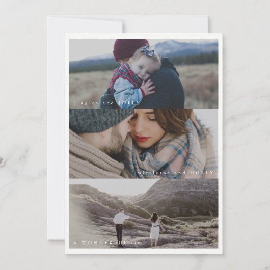 Drei Foto Happy Holidays Feiertagskarte (Vorderseite)