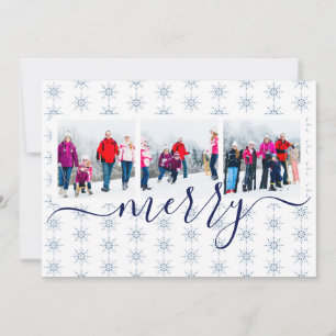 Drei Foto-Merry-Saying-Script-Typografie Feiertagskarte
