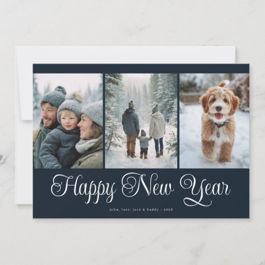 Drei Foto Neujahr Feiertagskarte (Vorderseite)