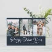 Drei Foto Neujahr Feiertagskarte (Stehend Vorderseite)