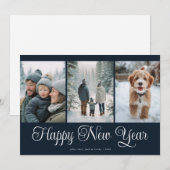 Drei Foto Neujahr Feiertagskarte (Vorne/Hinten)