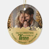 Drei-Foto-Ornament-Familie Erster Weihnachtsfest Keramik Ornament (Links)