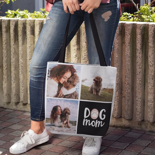 Drei Foto Pawprint Dog Mama Totbeutel Tasche
