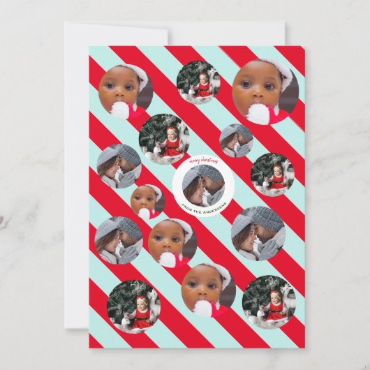 Drei Foto Personalisiert Blue Strip Fab Weihnachte Einladung (Vorderseite)