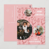 Drei Foto Pink Whimsical Postkarte (Vorne/Hinten)