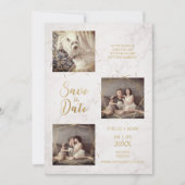 Drei Foto Verlobung Ankündigung Imitat Marmor (Vorderseite)