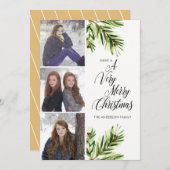 Drei Foto Wasserfarben-Kiefernzweige Weihnachten (Vorne/Hinten)