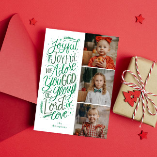 Drei Foto Weihnachtskarte Forest Green Pine Feiertagskarte