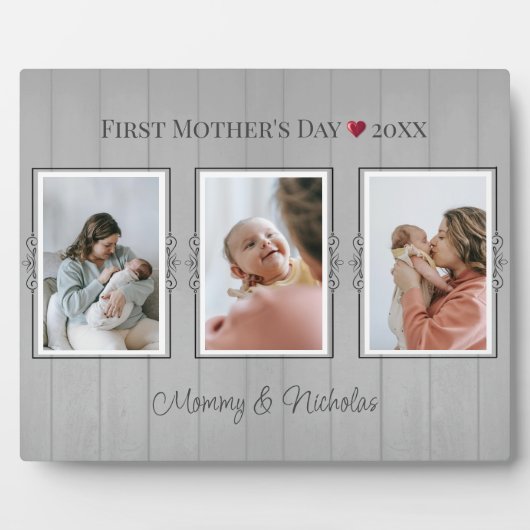 Drei FotoCollage Erster Muttertag Fotoplatte (Vorderseite)